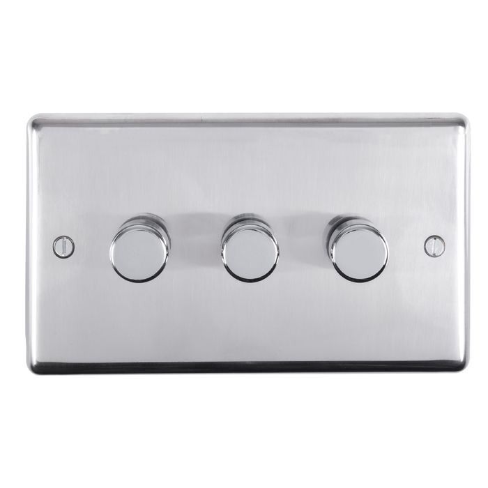 Eurolite - Stainless 3 Gang Dimmer - Polished Stainless Steel