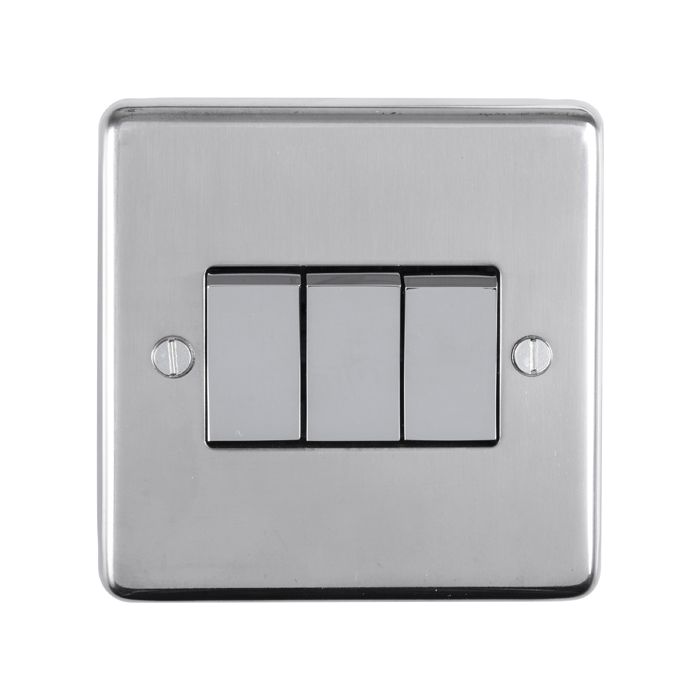 Eurolite - Stainless - 3 Gang Switch - Polished Stainless Steel