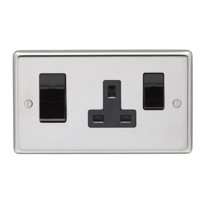 Eurolite - Stainless - 45Amp Switch with Socket - Polished Stainless Steel