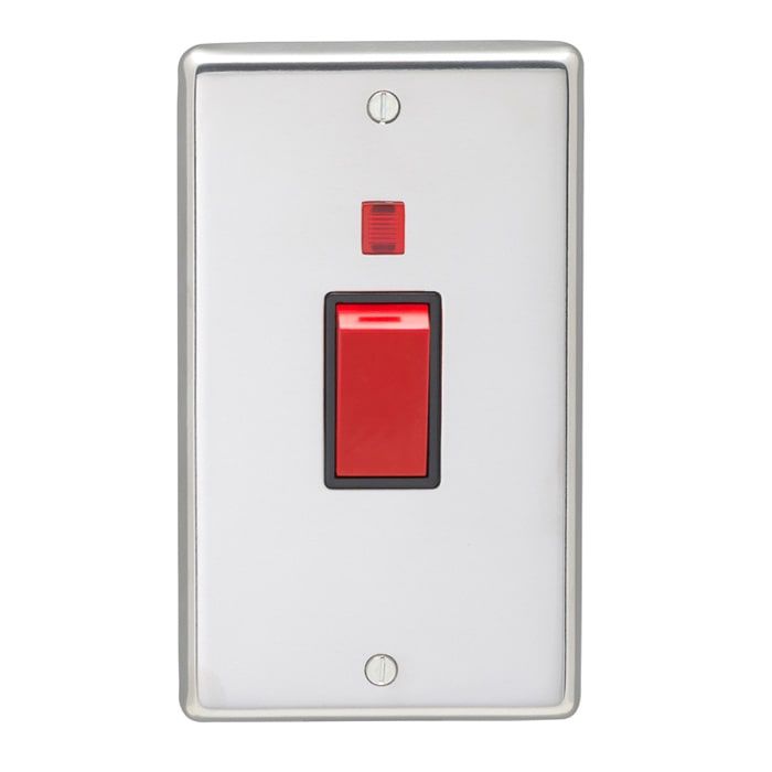 Eurolite - Stainless Large 45Amp Switch with Neon Indicator - Polished Stainless Steel