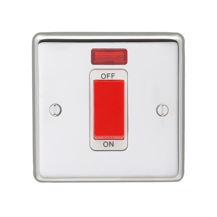 Eurolite - Stainless 45Amp Switch with Neon Indicator - Polished Stainless Steel