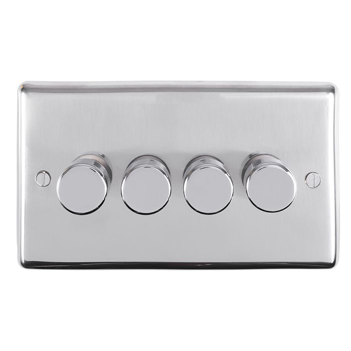 Eurolite - Stainless 4 Gang Dimmer - Polished Stainless Steel
