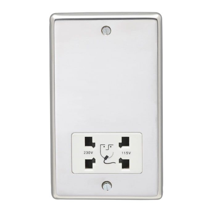 Eurolite - Stainless Shaver Socket - Polished Stainless Steel