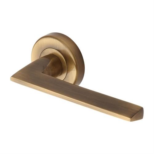 M.Marcus Heritage Brass Pyramid Door Handle on Round Rose - Pair
