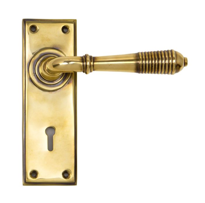 From The Anvil Reeded Door Handle on Backplate - Pair