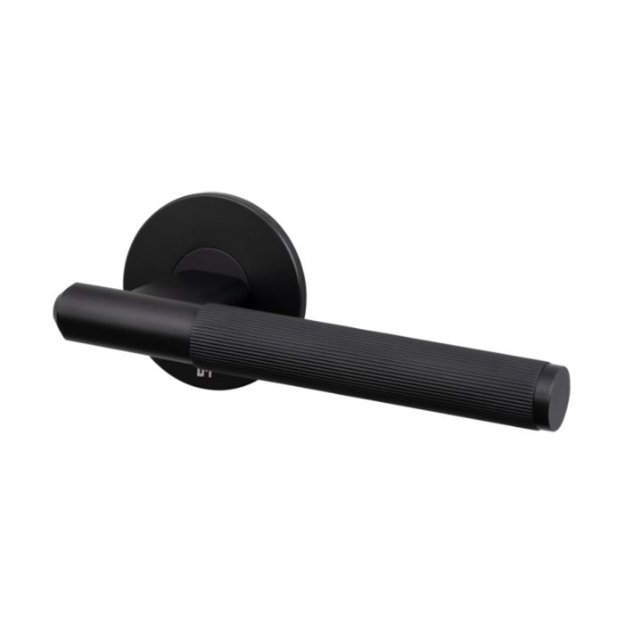 Buster and Punch - Linear Fixed Door Handle on Rose - Welders Black