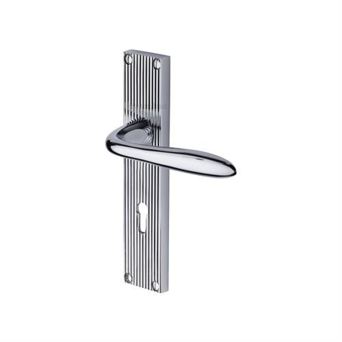 M.Marcus Heritage Brass Sutton Door Handle on Reeded Backplate - Pair