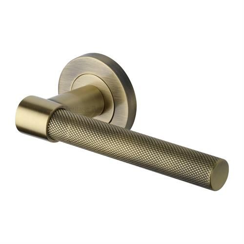 M.Marcus Heritage Brass Phoenix Knurled Door Handle on Round Rose - Pair