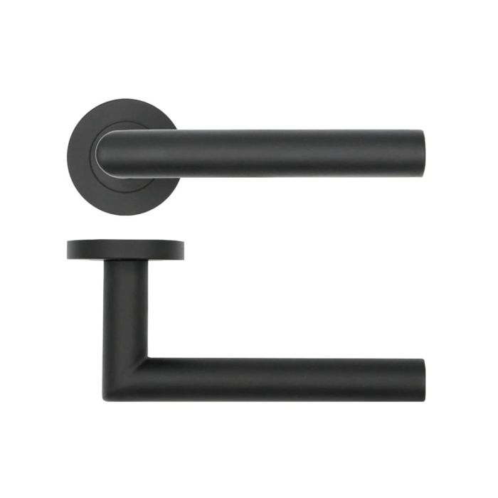 Zoo Hardware Rosso Tecnica Lugano Door Handle on Rose - Pair 