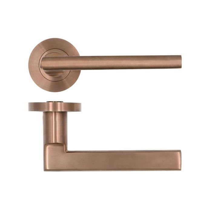 Zoo Hardware Rosso Tecnica Varese Door Handle on Rose - Pair 