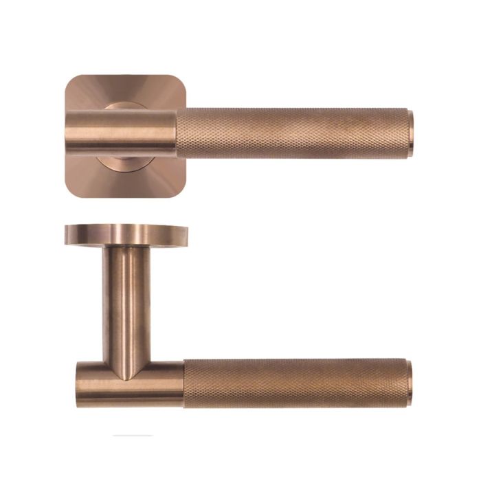 Zoo Hardware Rosso Tecnica Orta Door Handle on Square Rose - Pair 