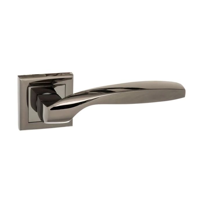 Atlantic Hardware - Status Oklahoma Door Handle on Square Rose - Black Nickel - Pair