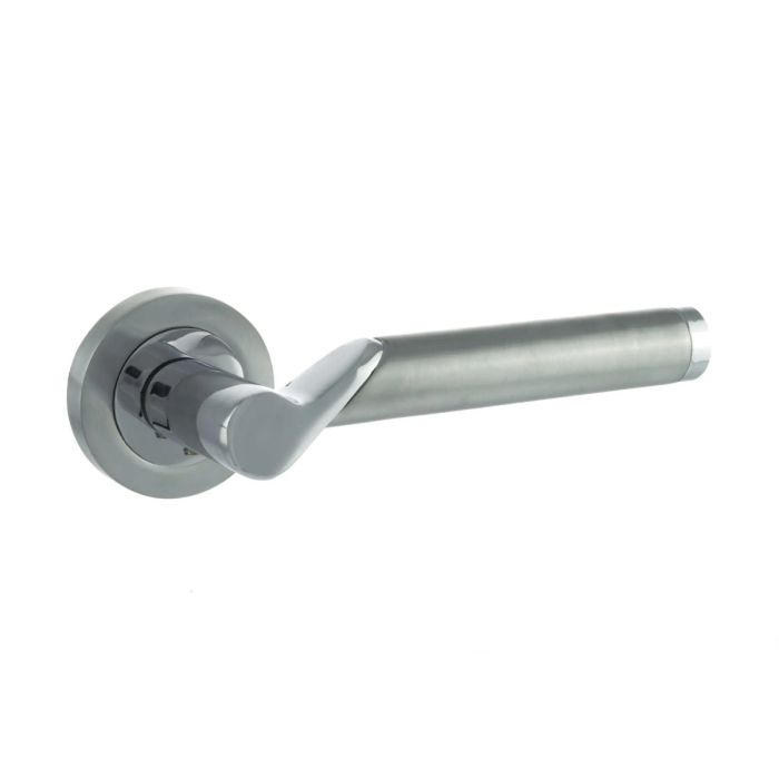 Atlantic Hardware - Status Hawaii Door Handle on Rose - Polished & Satin Chrome - Pair