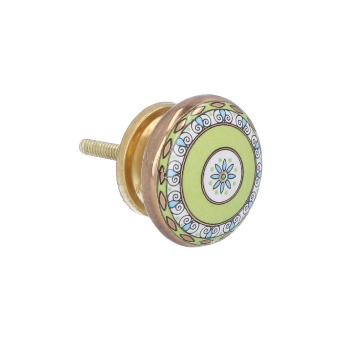 Sassi Boo - Green Ceramic and Gold Cupboard Knob - 38mm