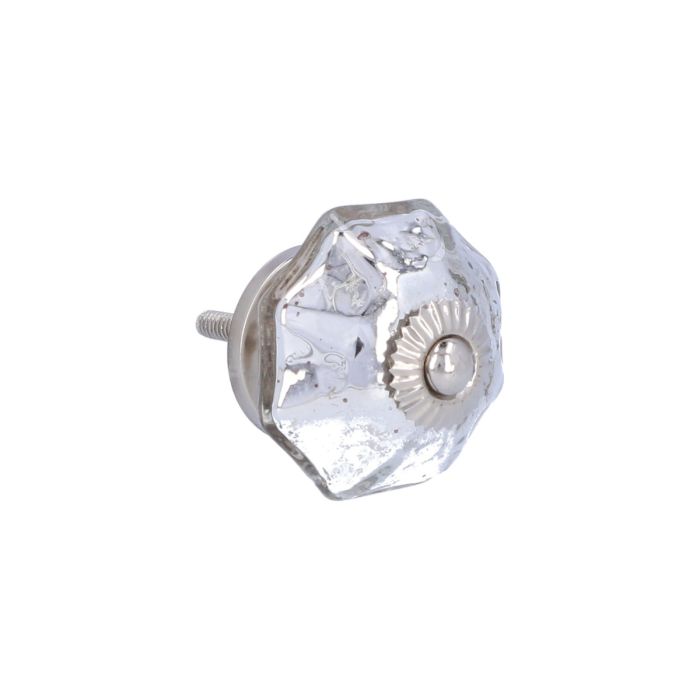 Sassi Boo - Octagonal Glass Mirror Cupboard Knob - 45mm