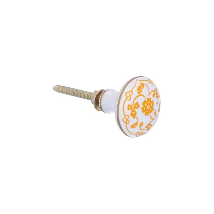 Sassi Boo - Yellow Floral Ceramic Cupboard Knob - 33mm