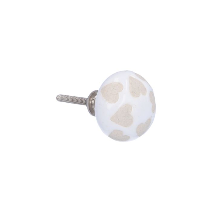 Sassi Boo - Cream Heart Cupboard Knob - 40mm