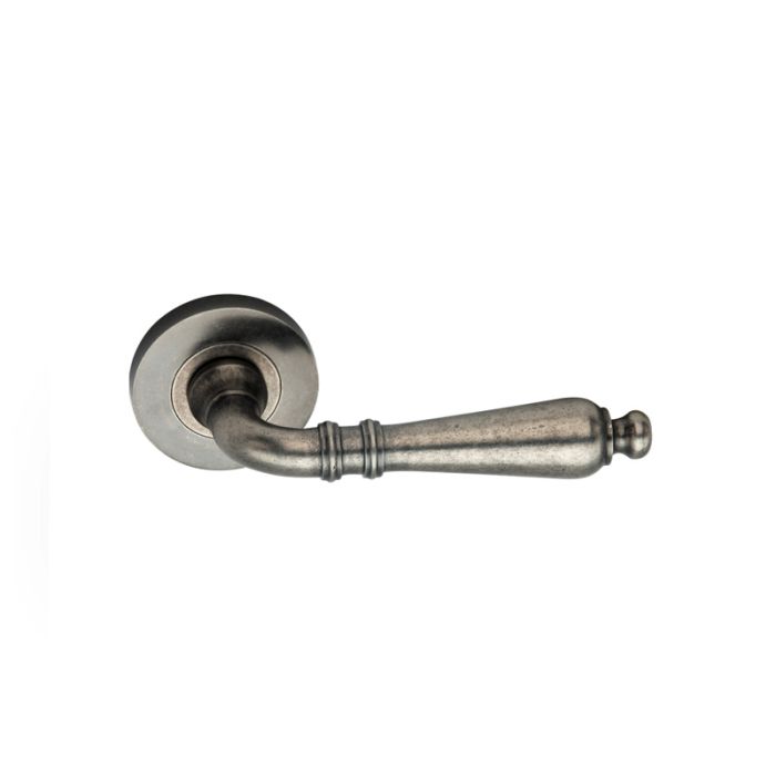 Spira Brass - Hazel Door Handle on Rose - Pewter Effect - Pair