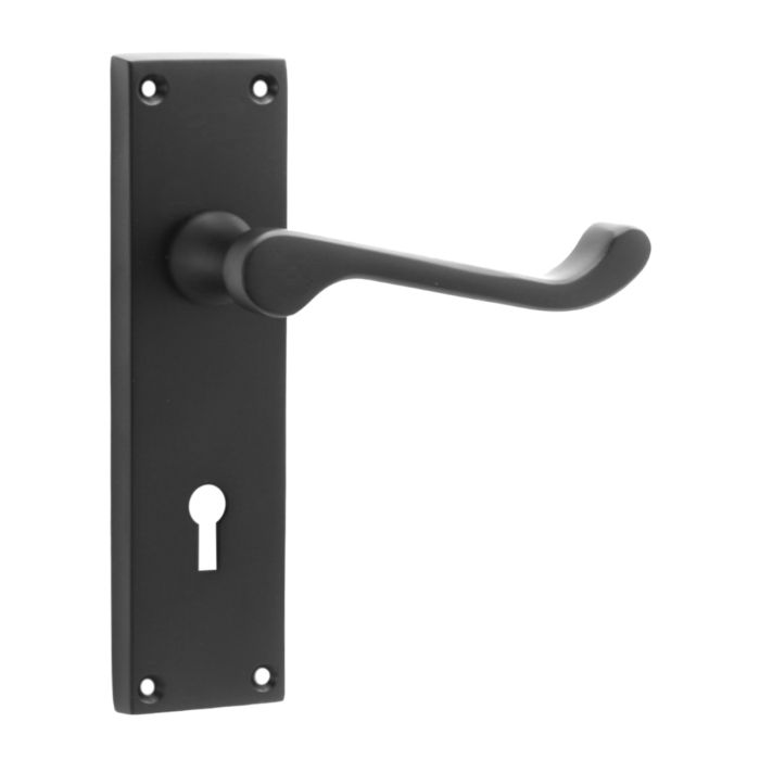 Spira Brass Victorian Scroll Door Handle on Backplate - Pair