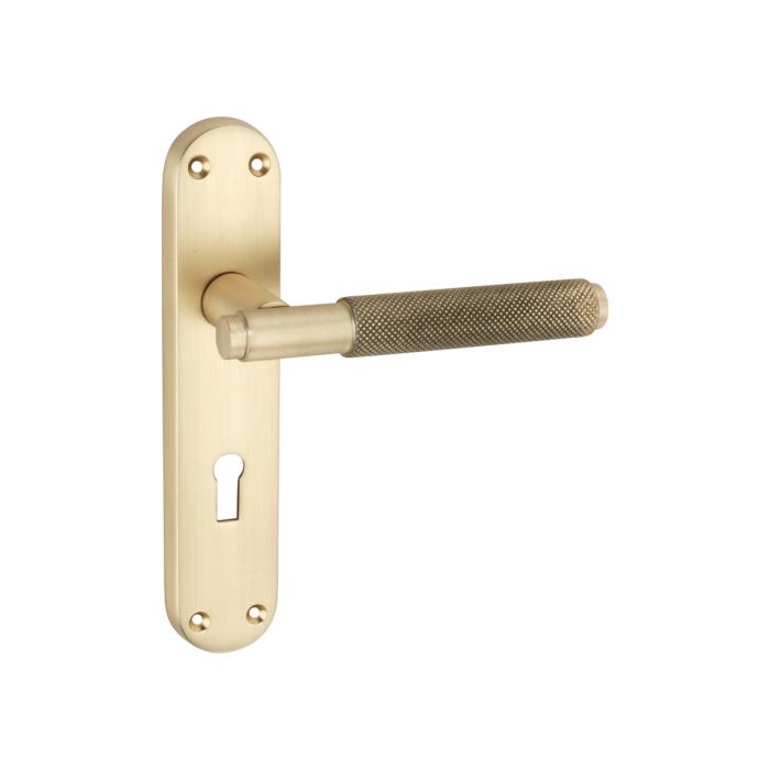 Spira Brass Connaught Knurled Door Handle on Backplate - Pair