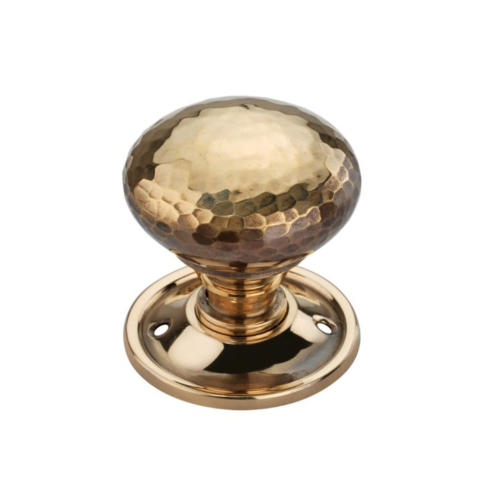 Spira Brass Unsprung Hammered Mushroom Mortice/Rim Door Knob - Pair