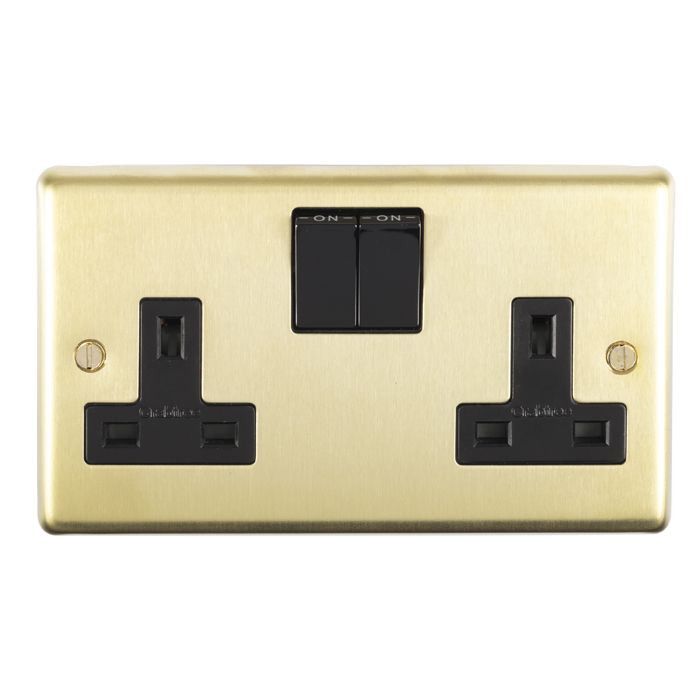 Eurolite - Stainless 2 Gang Socket - Satin Brass