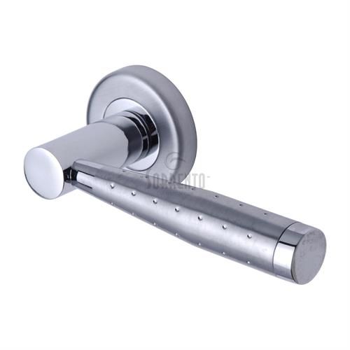 M.Marcus - Sorrento Roda Door Handle on Round Rose - Polished and Satin Chrome - Pair