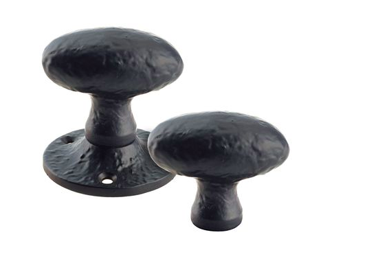 Foxcote Foundries - Oval Rim Door Knob - Black Antique - Pair