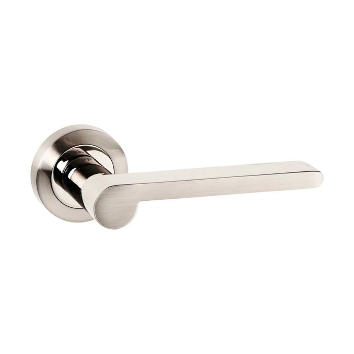 Atlantic Hardware - Senza Pari Darrio Door Handle on Rose - Satin & Polished Nickel - Pair
