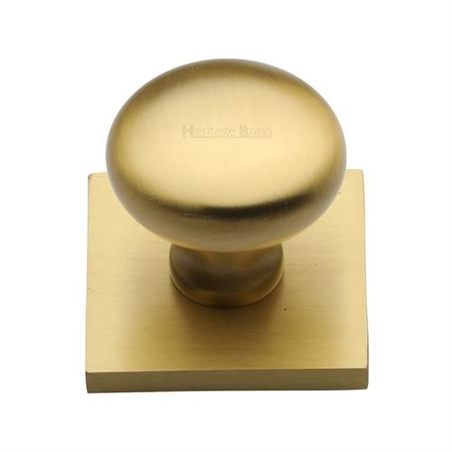 M.Marcus Heritage Brass Victorian Round Cupboard Knob on Square Backplate