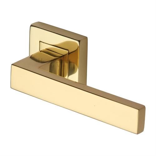 M.Marcus Heritage Brass Delta Sq Door Handle on Square Rose - Pair