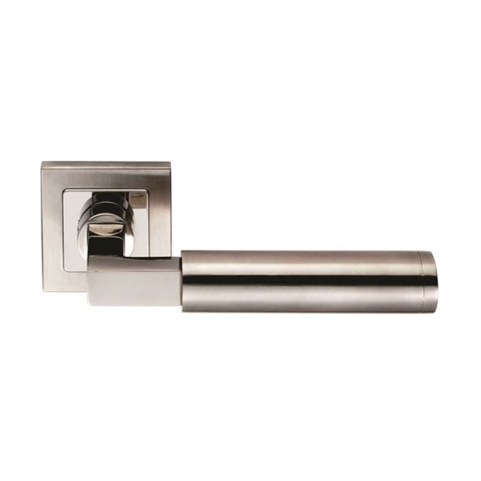 Eurospec - Fagus Door Handle on Square Rose - Bright & Satin Stainless Steel - Pair