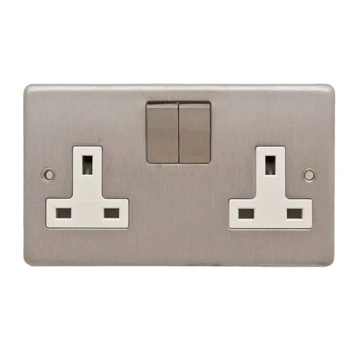 Eurolite - Stainless 2 Gang Socket - Satin Stainless Steel