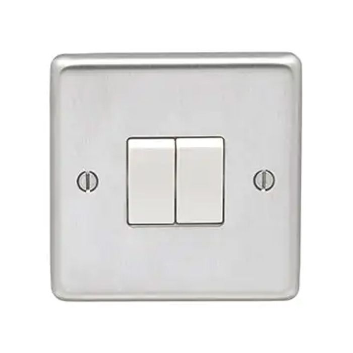 Eurolite - Stainless 2 Gang Switch - Satin Stainless Steel