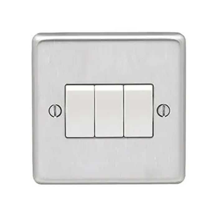 Eurolite - Stainless 3 Gang Switch - Satin Stainless Steel