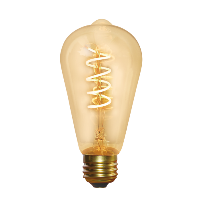 Industville - Vintage LED Spira Edison Bulb - 5W E27 Pear ST64 - Amber