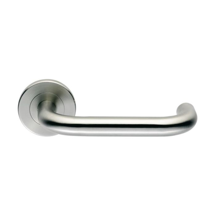 Eurospec - Grade 316 Safety Door Handle on Rose - Satin Stainless Steel - Pair