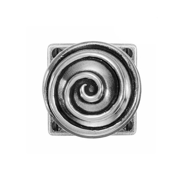 Finesse - Swirl Mortice Door Knob on Square Backplate - Solid Pewter - Pair