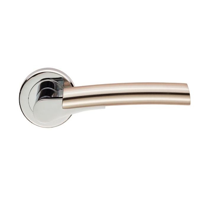 Serozzetta - Valiant Door Handle on Rose - Polished Chrome & Satin Nickel - Pair