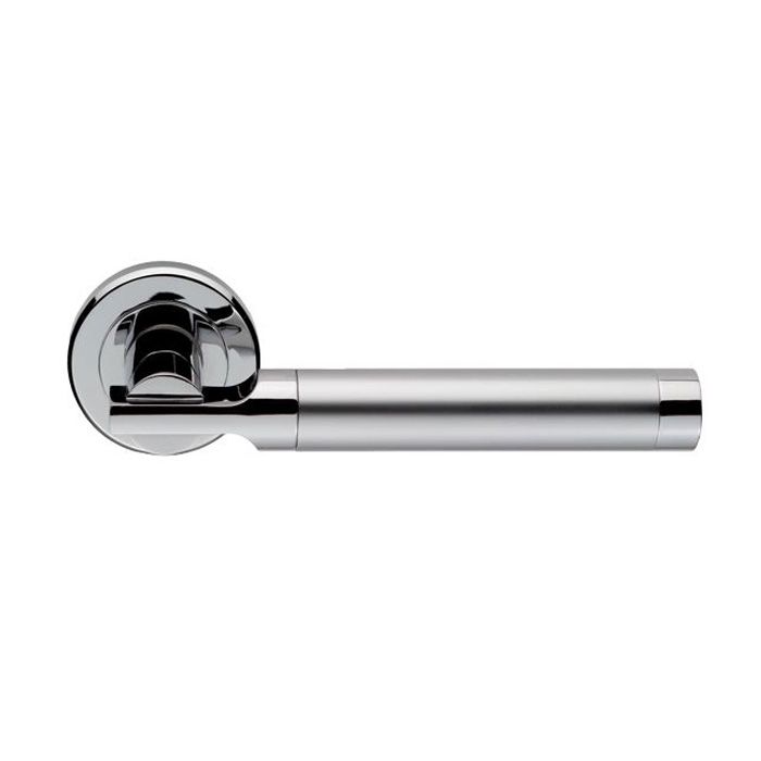 Serozzetta - Azul Door Handle on Rose - Satin & Polished Chrome - Pair