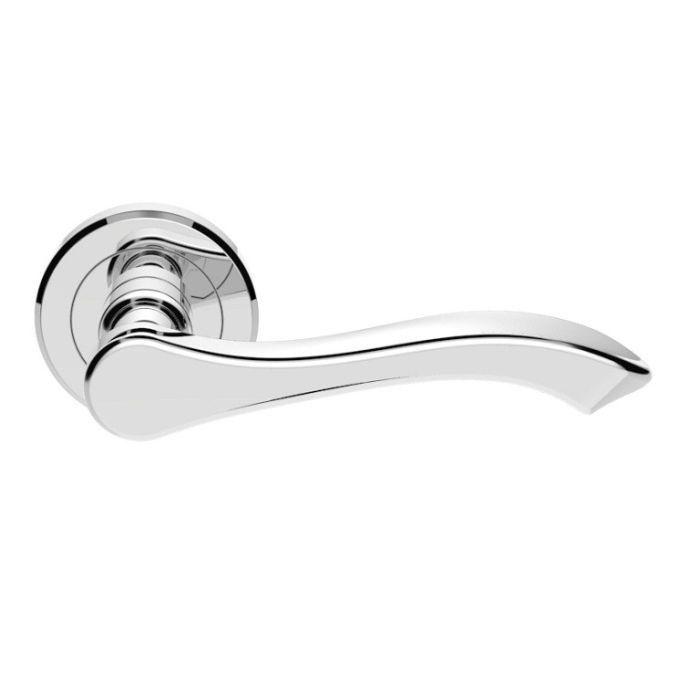 Serozzetta - Style Door Handle on Rose - Polished Chrome - Pair