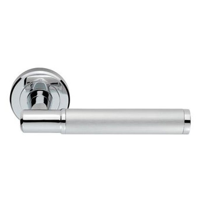 Serozzetta - Image Door Handle on Rose - Satin and Polished Chrome - Pair