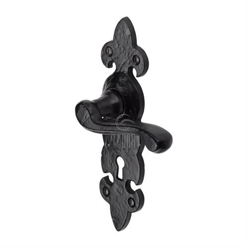 M.Marcus Tudor Fleur de Lys Door Handle on Backplate - Pair