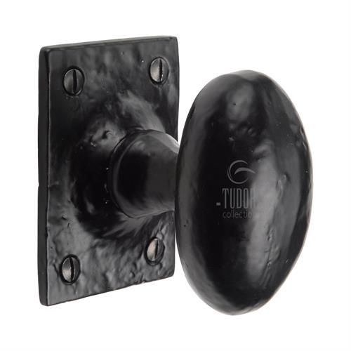 M.Marcus - Tudor Oval Mortice Door Knob - Black Antique - Pair