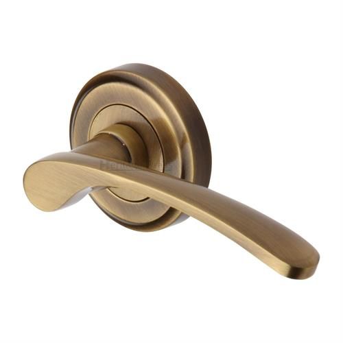M.Marcus Heritage Brass Sophia Door Handle on Round Rose - Pair