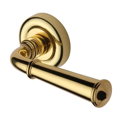 M.Marcus Heritage Brass Colonial Door Handle on Round Rose - Pair