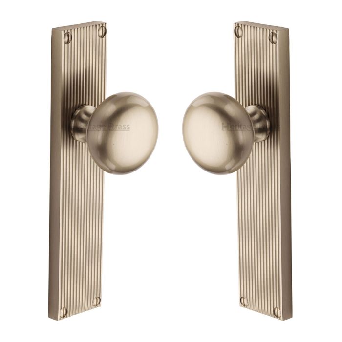 M.Marcus Heritage Brass Victoria Reeded Mortice Knob on Plate - Pair