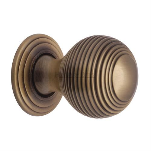 M.Marcus Heritage Brass Reeded Cupboard Knob on Rose