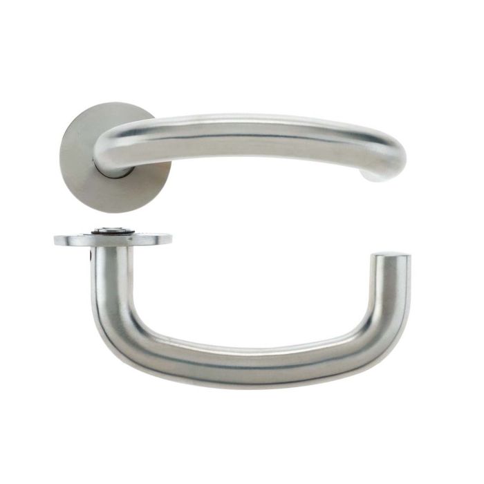 Zoo Hardware - Vier 19mm Arched RTD Handle on Rose - Satin Stainless Steel - Pair
