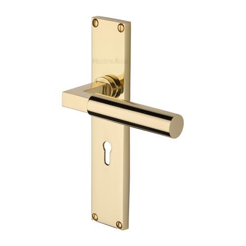 M.Marcus Heritage Brass Bauhaus Door Handle on Backplate - Pair